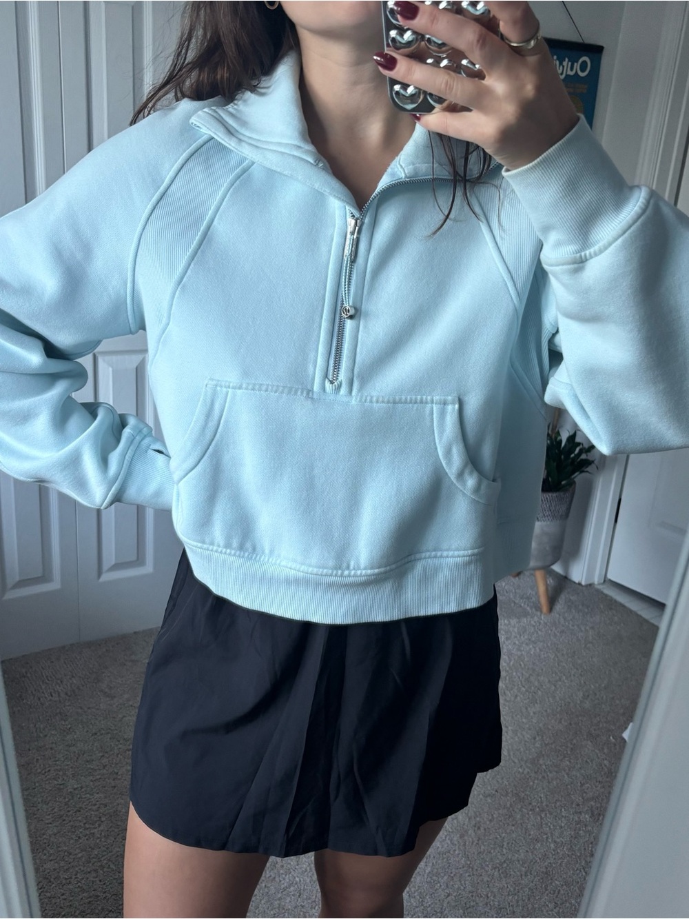 Light Blue Lululemon Half-Zip Scuba Pullover Sweatshirt